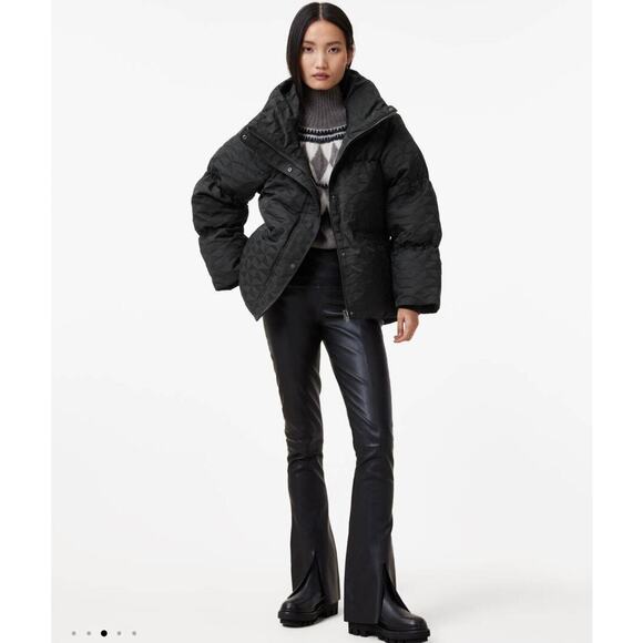 ALLSAINTS Peckham Geometric Jacquard women’s Puffer Jacket size 12 New no tags - Picture 2 of 10